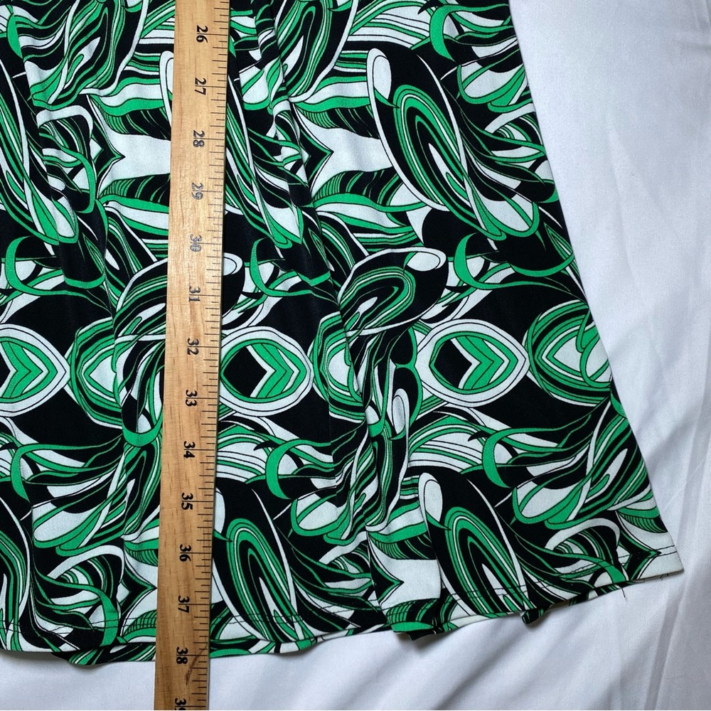 Vintage 00s Y2K Green and Black Abstract Patterned Midi Dress with Tie Back - Picture 7 of 7